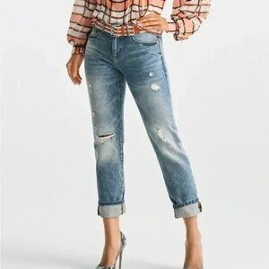 CABI Malibu Distressed Ankle Jeans Blue Sz 6 #6283 EUC